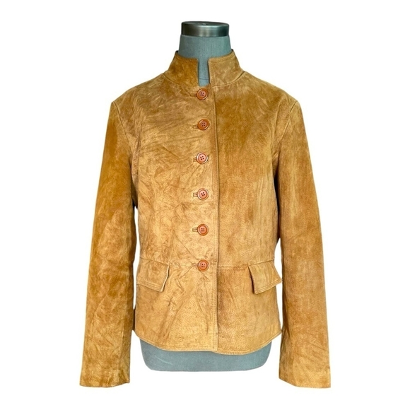 Vintage Women Jacket CHADWICK’S Brown Suede Leather Button Up Blazer Jacket - Picture 2 of 5